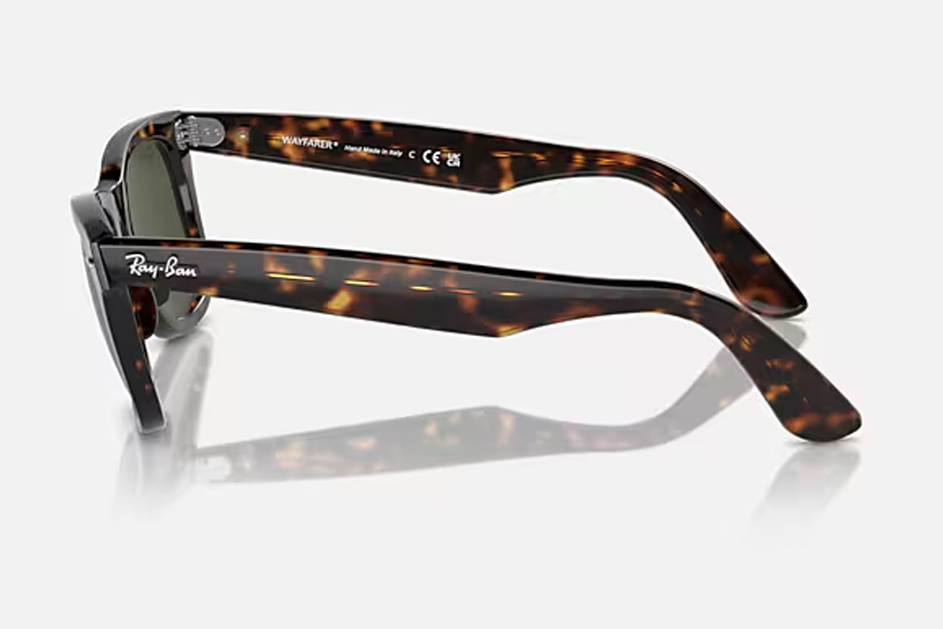 RAY BAN Original Wayfarer Classic Sunglasses with Polished Tortoise Frame and Classic G-15 Green Lenses